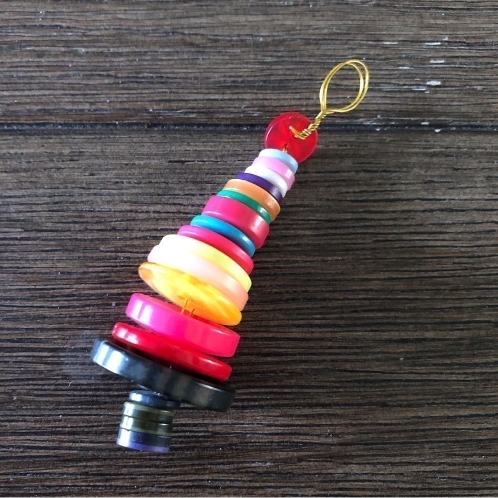 Handmade button Christmas tree ornament